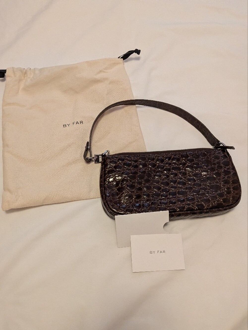 BY FAR Croc-Embossed Rachel Shoulder Bag